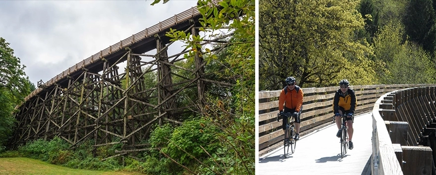 Buxton Trestle | Left photo by Joshua Zhu | Right photo by Ragu1, courtesy TraiLink.com