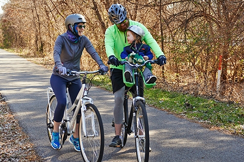 Angela Arnold-Ross, Jonathan Ross and their son Leo on the Shelby Farms Greenline | Photo by Philip Parker-AP Images