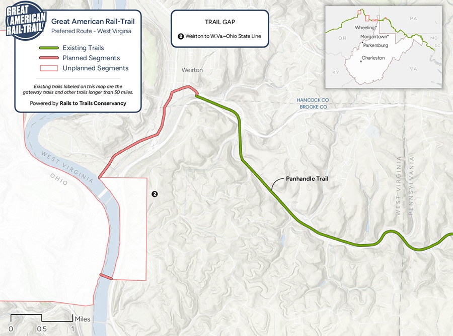 2025 Great American Rail-Trail Route through West Virginia