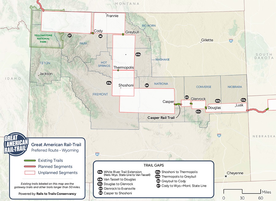 2025 Great American Rail-Trail Route through Wyoming