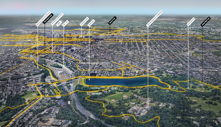 Baltimore Greenway Trail Network: Druid Hill Park Aerial View | Courtesy Unknown Studio