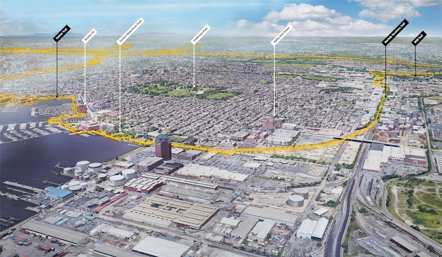 Baltimore Greenway Trail Network: Southeast Aerial View | Courtesy Unknown Studio