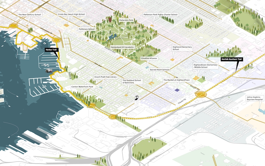 Baltimore Greenway Trail Network: Southeast Amenity Connections | Courtesy Unknown Studio