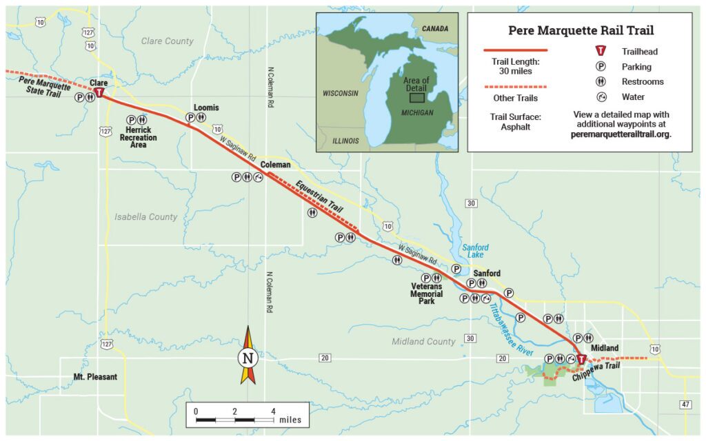 Pere Marquette Rail-Trail map by RTC