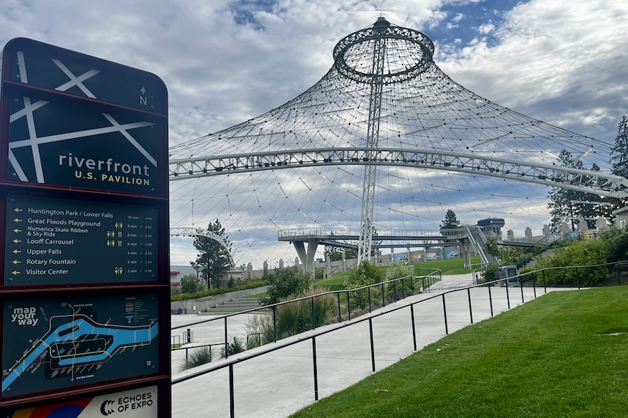 Spokane&rsquo;s Riverfront Park offers numerous attractions, including the Spokane Pavilion, originally built as the U.S. Federal Pavilion for the Expo &rsquo;74 World&rsquo;s Fair and later restored as an event space. Photo by Cindy Barks