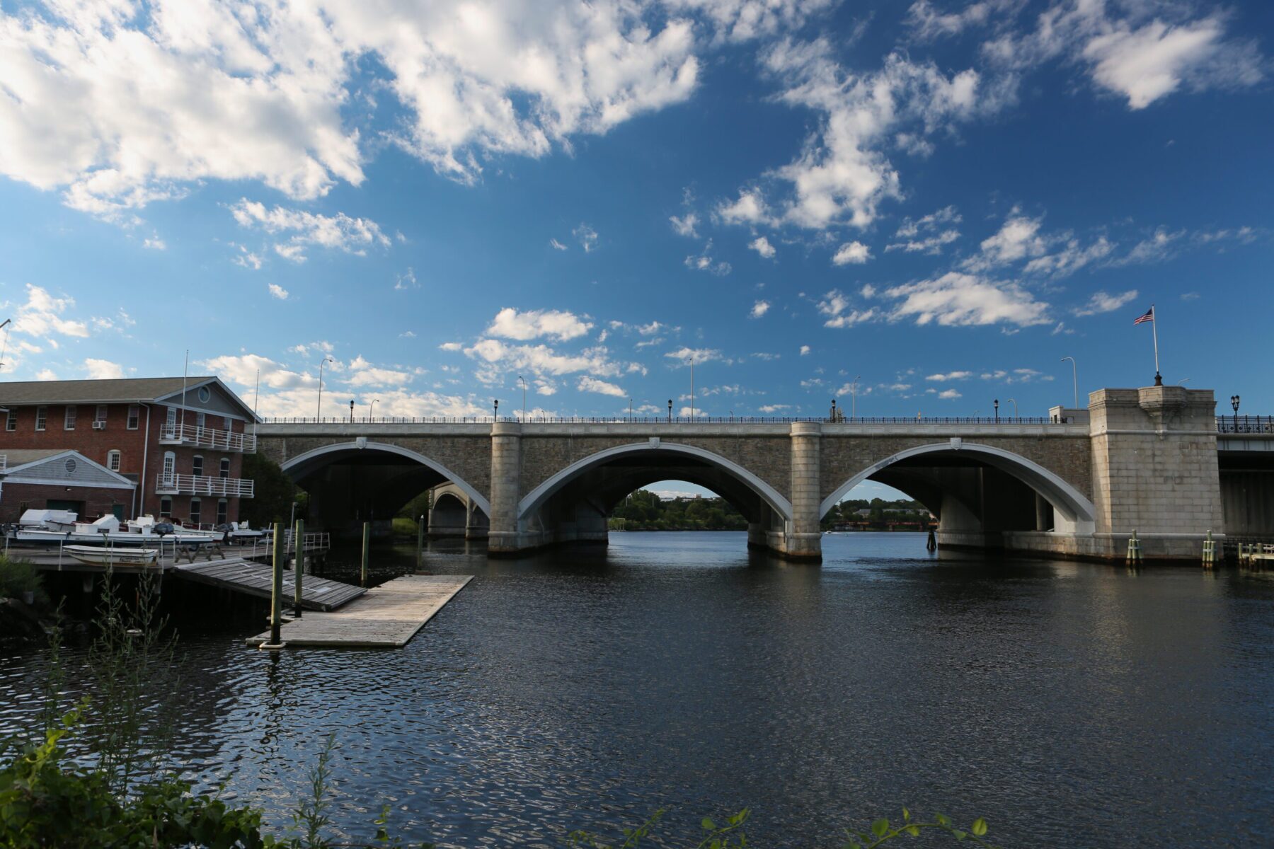 View of Washington Bridge connecting Providence and East Providence along Rhode Island's East Bay Bike Path | Photo by Scott Stark