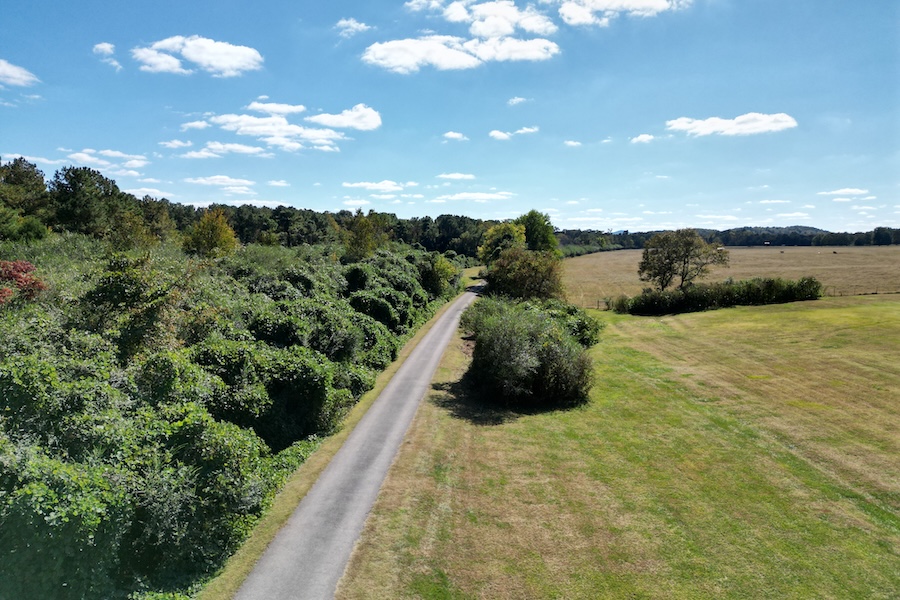 Drone photo of Chief Ladiga Trail in Jacksonville, Alabama | Photo courtesy Ben Nunnally, City of Jacksonville