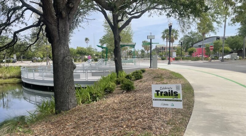 Celebrate Trails Day sign along the Emerald Trail in Jacksonville, FL | Photo by Ken Bryan