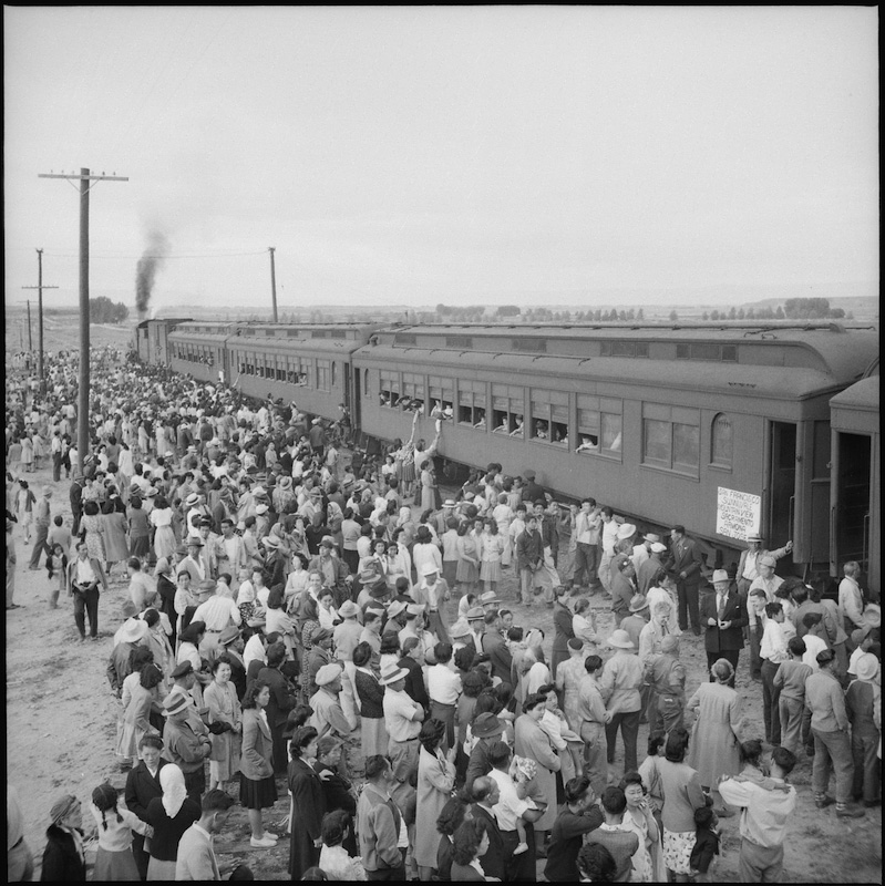 Getting off Train at Heart Mountain | Photo courtest Densho