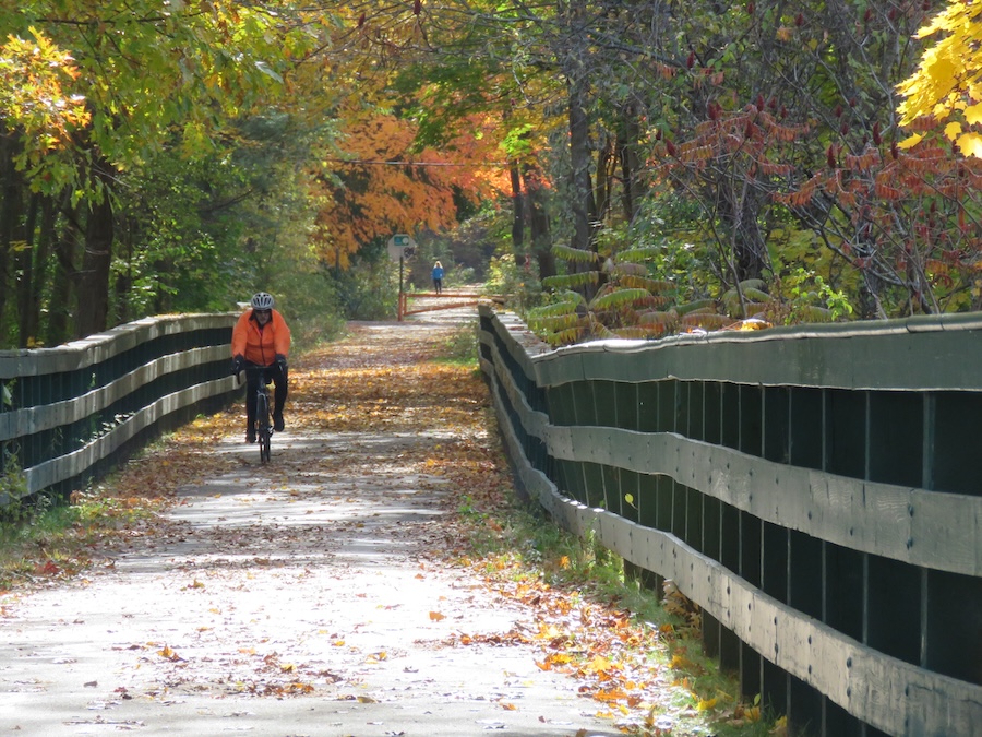 Bicyclist on New Hampshire's Derry Rail Trail | Photo Courtesy Derry Rail Trail Alliance