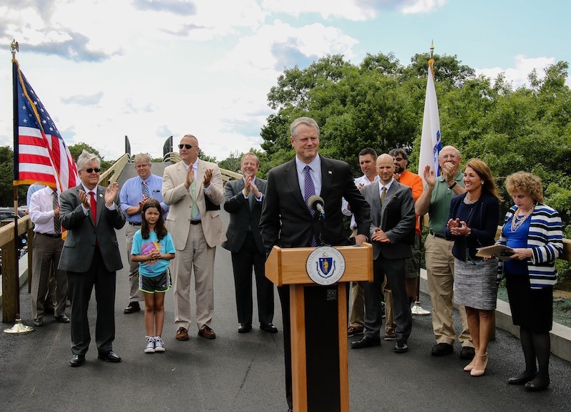 Gov. Baker attends the Route 134 bridge celebration. | Courtesy Massachusetts Dept. of Conservation and Recreation