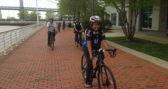 Rutgers-Camden IGNITE student participants on their 2017 inaugural new bike ride on the Camden GreenWay | Photo by Anya Saretzky: RTC