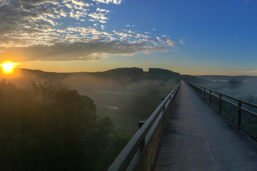 The 101-foot-high Salisbury Viaduct near Meyersdale, Pennsylvania, is one of many attractions along the Great Allegheny Passage (gaptrail.org). | Photo by Doug Riegner