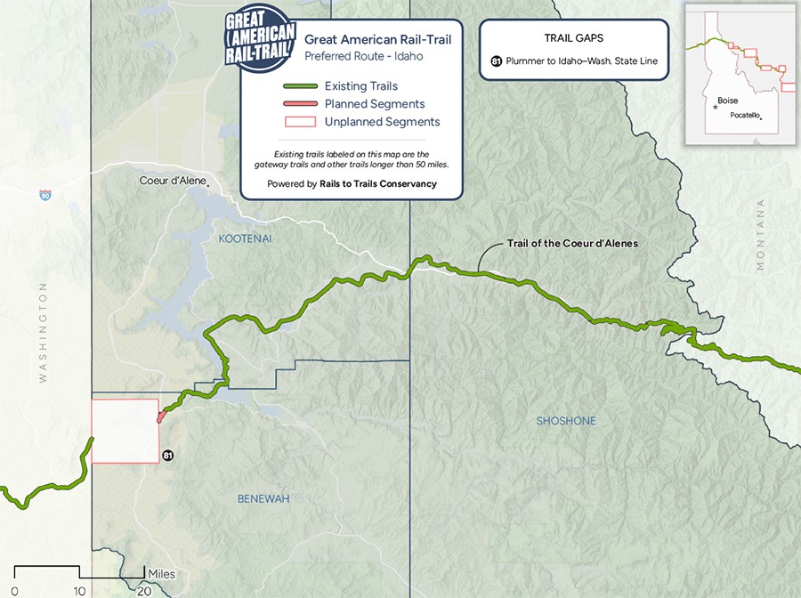 2025 Great American Rail-Trail Route Through Idaho