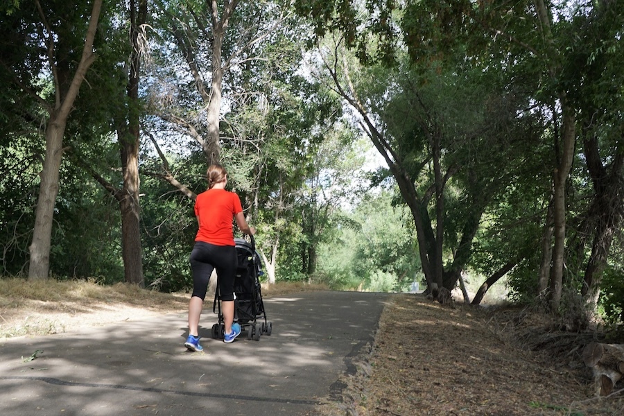 With its flat, paved surface, the Provo River Parkway is a popular spot for parents with strollers. Provo resident Melissa Nebeker is a regular user of the trail. | Photo by Cindy Barks With its flat, paved surface, the Provo River Parkway is a popular spot for parents with strollers. Provo resident Melissa Nebeker is a regular user of the trail. | Photo by Cindy Barks