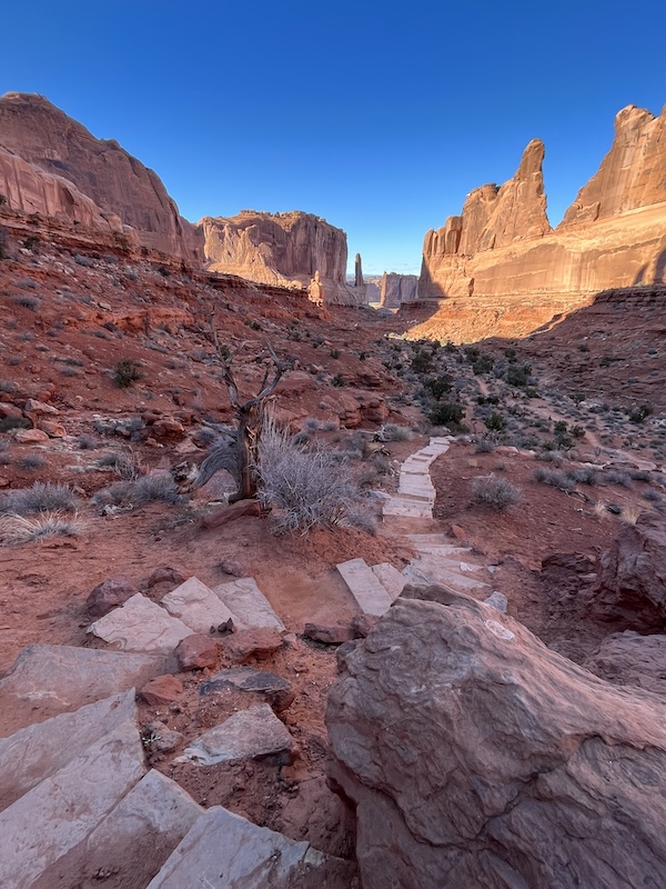 The Park Avenue Trail is just one of the spectacular red-rock sites available in Arches National Park. The park is located just off the Moab Canyon Pathway and can be accessed via the trail. Photo by Cindy Barks
