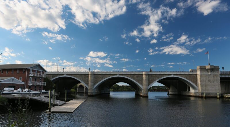 View of Washington Bridge connecting Providence and East Providence along Rhode Island's East Bay Bike Path | Photo by Scott Stark