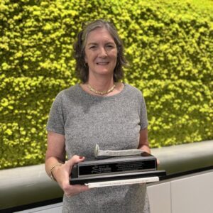 Sarah Clark Stuart, 2024 Doppelt Family Rail-Trail Champion | Photo by Joe LaCroix, courtesy Rails to Trails Conservancy square