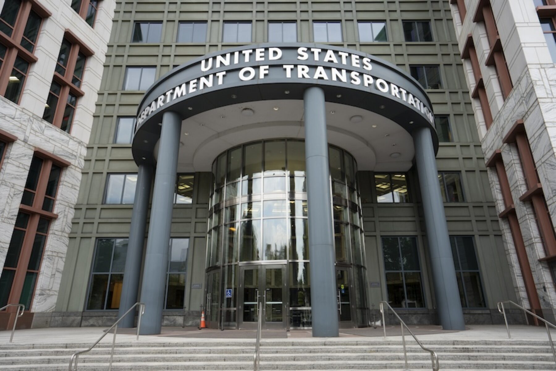 Washington, DC, USA - June 22, 2022: Front view of the United States Department of Transportation (DOT) headquarters in the Southeast Federal Center in Washington, DC.