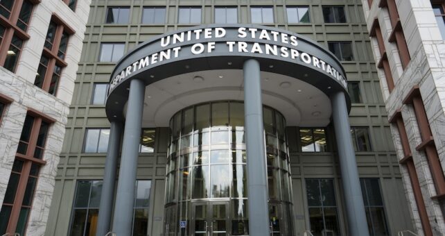 Washington, DC, USA - June 22, 2022: Front view of the United States Department of Transportation (DOT) headquarters in the Southeast Federal Center in Washington, DC.