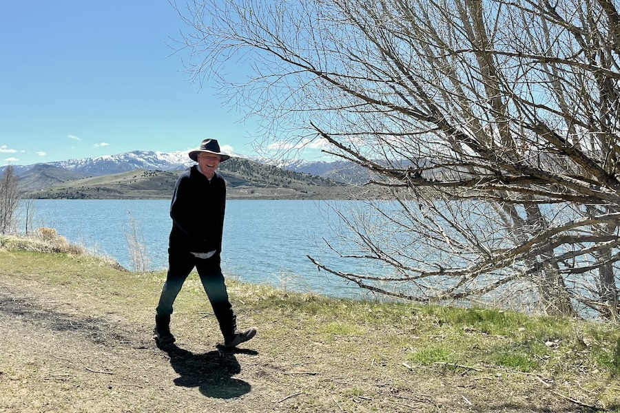 Walker on Utah's Historic Union Pacific Rail Trail in Echo State Park | Photo by Cindy Barks