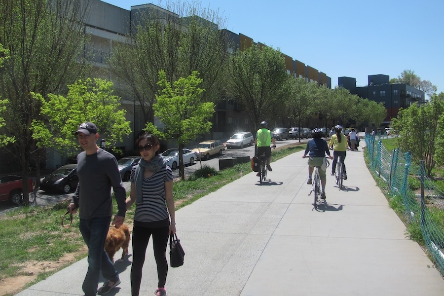 multiple trail users on the Atlanta BeltLine Eastside Trail | Photo by Jim Brown