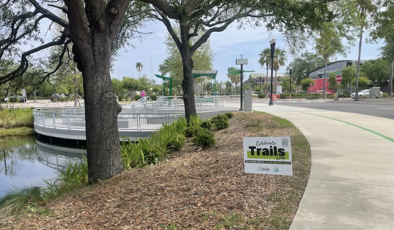 Celebrate Trails Day sign along the Emerald Trail in Jacksonville, FL | Photo by Ken Bryan
