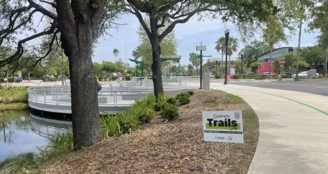 Celebrate Trails Day sign along the Emerald Trail in Jacksonville, FL | Photo by Ken Bryan
