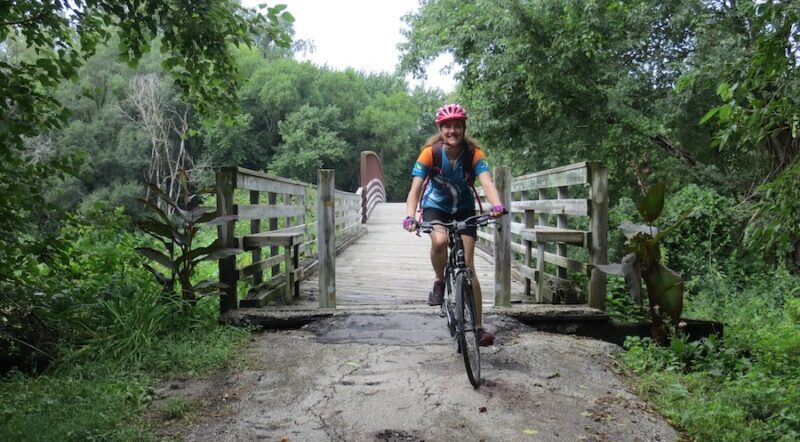 Bicyclist on Wabash Trace Nature Trail near Imogene, Iowa | Photo by Laura Stark