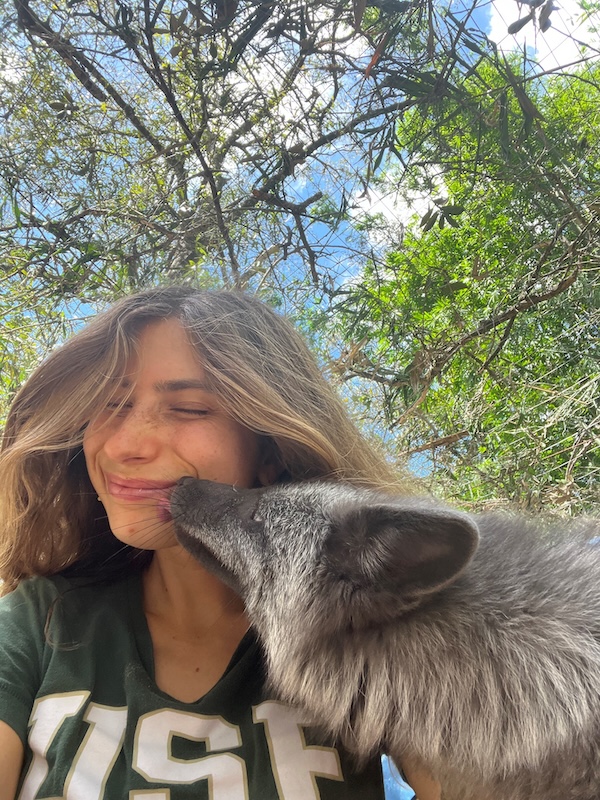 Brooke Pavek at the fox sanctuary | Photo courtesy Brooke Pavek