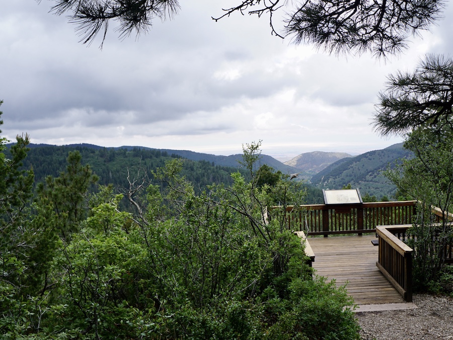 A steep section of terrain known locally as the Devil&rsquo;s Elbow was excavated in 1899 to make way for the new Alamogordo and Sacramento Mountain Railway. Today, the Devil&rsquo;s Elbow overlook is among the scenic spots along the route. | Photo by Cindy Barks