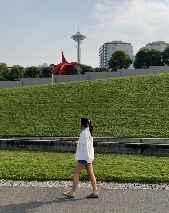 Kara Patajo @YourNorthWestieBestie on the Elliot Bay Trail | Photo courtesy Kara Patajo