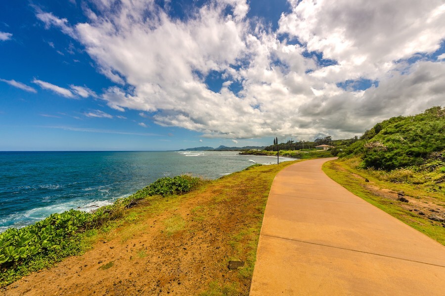 Hugging Kauai’s Coconut Coast, the Ke Ala Hele Makalae offers just over 7 miles of paved pathway with expansive views of the ocean and the chance to spot whales, monk seals and seabirds. Photo by Kevin Clark.