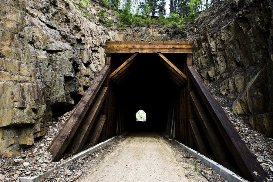 South Dakota’s 109-mile Mickelson Trail travels from the former gold-mining boomtown of Deadwood south over old railroad bridges, through rock tunnels and evergreen forests, and into the heart of the Black Hills. Photo by Pete Ryan.