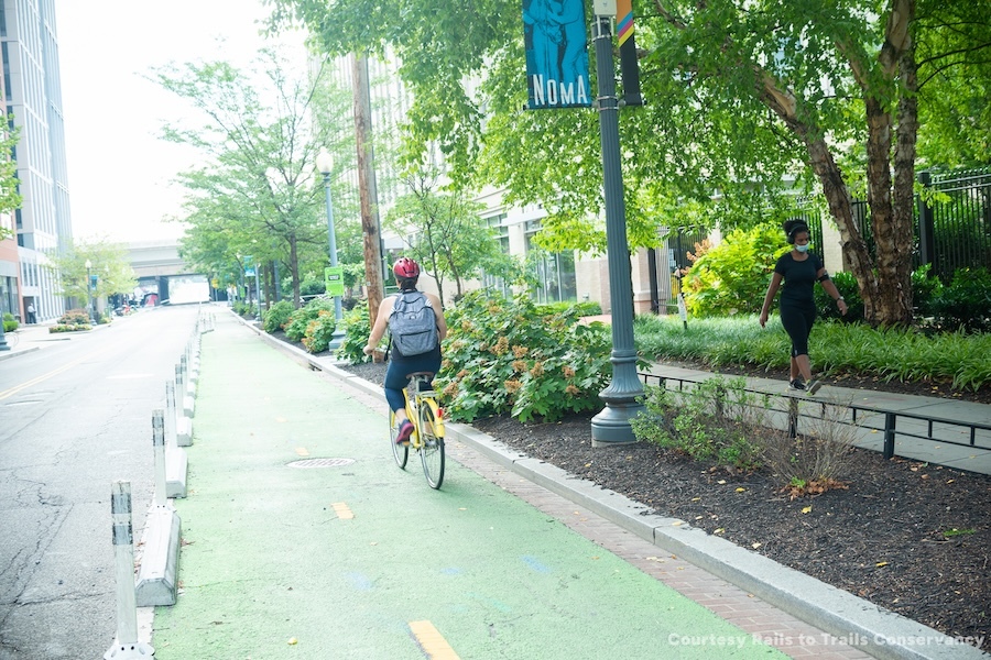 Active Transportation - Bicyclist on D.C.'s Metropolitan Branch Trail | Photo by India Kea