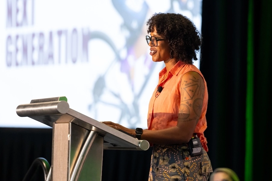 Ayesha McGowan, Professional Athlete and RTC Board Member, speaking on "Joy Transforms" panel | Photo by Dave Pelosi, Clum Creative