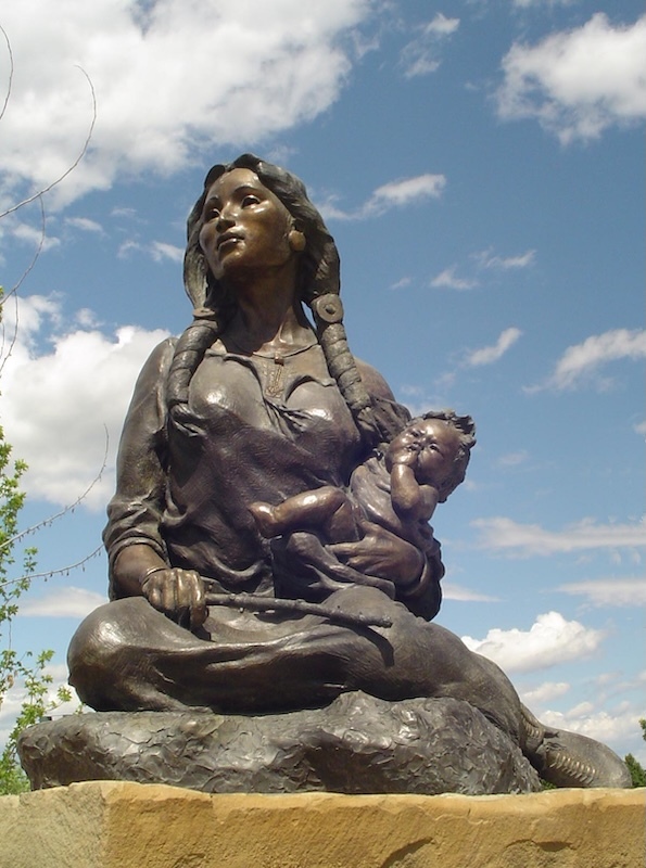 Statue of Sacajawea titled “Coming Home,” located in Sacajawea Park in Three Forks, Montana | Photo by Patrick Townsend
