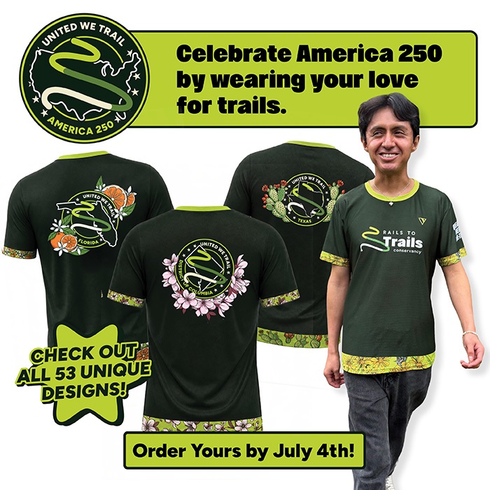 Celebrate American 250 by wearing your love for trails. Check out all 53 unique designs. Order yours by July 4th!