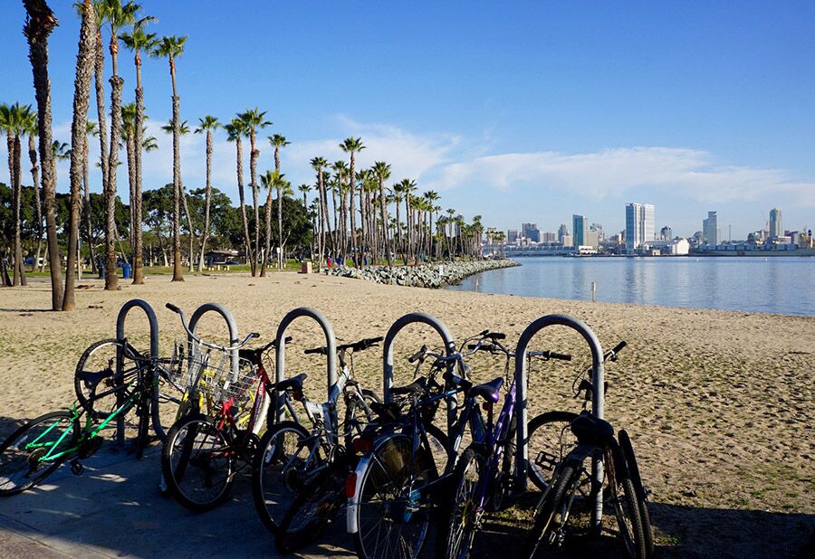 Tidelands Park, the largest of Coronado&rsquo;s parks, features a combination of biking, playground and boating opportunities. The Bayshore Bikeway runs alongside the park, which is located along the San Diego Bay, not far from the San Diego-Coronado Bay Bridge. | Photo by Cindy Barks