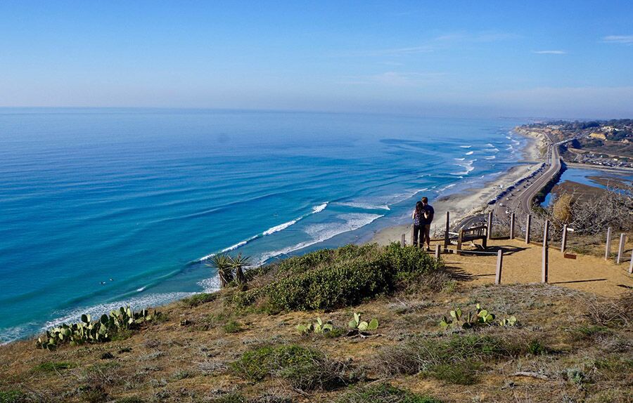 The northern San Diego-area shoreline is visible from an overlook at La Jolla&rsquo;s Torrey Pines State Natural Reserve. The San Diego Regional Bike Plan encompasses the area. | Photo by Cindy Barks