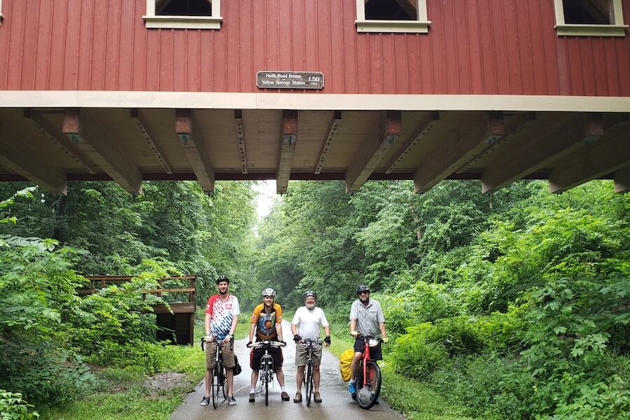 Day 5, the explorers journeyed 82 miles from Yellow Springs to Cincinnati on the Little Miami Scenic Trail, an inductee in the Rail-Trail Hall of Fame and Griffen&rsquo;s hands-down favorite: &ldquo;The scenery is spectacular&mdash;the northern end passes mostly through farmland, while the southern end passes through woods and along the Little Miami River.&rdquo; | Photo by Eli Griffen