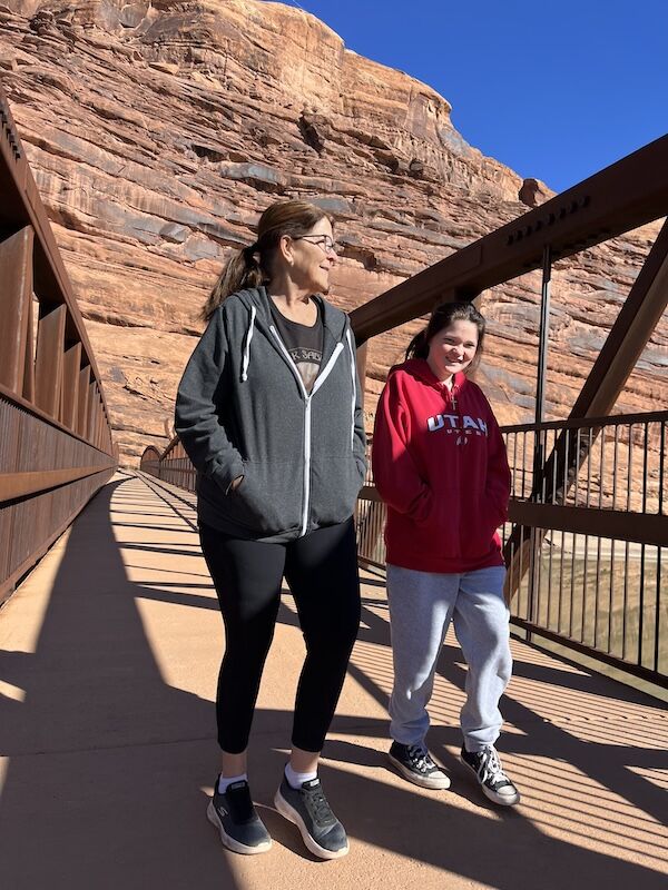 On its southern end, the Moab Canyon Pathway’s pedestrian/bike bridge features sweeping views of the Colorado River. Photo by Cindy Barks On its southern end, the Moab Canyon Pathway’s pedestrian/bike bridge features sweeping views of the Colorado River. Photo by Cindy Barks