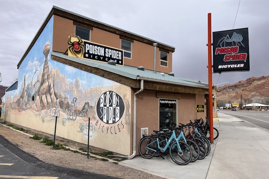 Poison Spider Bicycles is located just south of the southern end of the trail, making it a convenient spot for bike rentals. Photo by Cindy Barks Poison Spider Bicycles is located just south of the southern end of the trail, making it a convenient spot for bike rentals. Photo by Cindy Barks