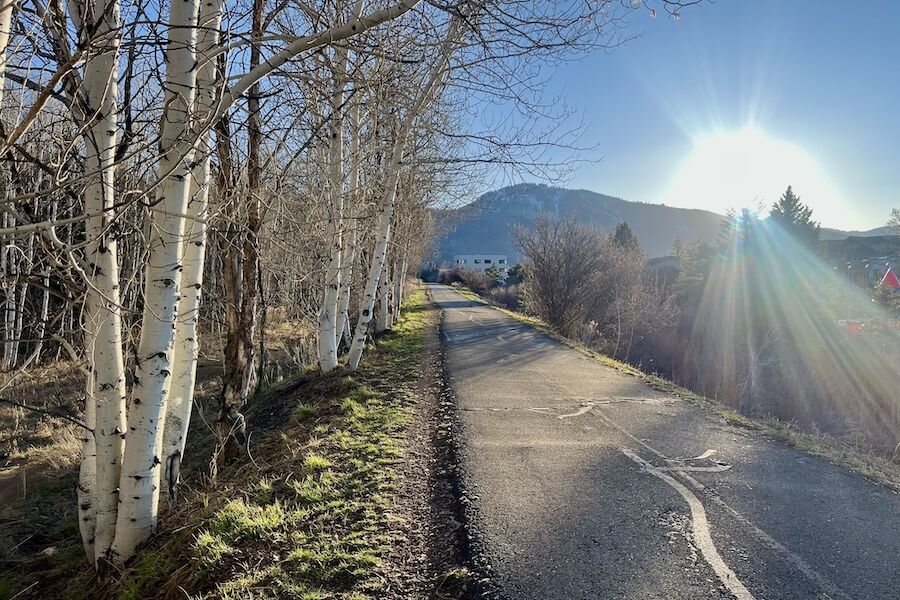 12_Utah's Historic Union Pacific Rail Trail in Park City_Photo by Cindy Barks In Park City, the trail follows a portion of Poison Creek and offers access to residential and commercial areas. Photo by Cindy Barks.
