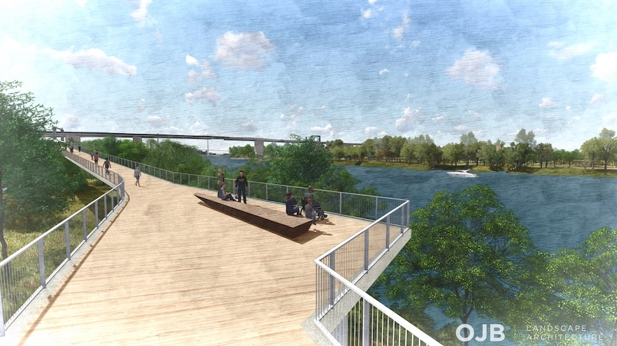 A rendering of Omaha’s upcoming riverfront promenade | Courtesy Visit Omaha