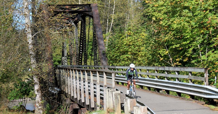 Carbon River trestle along the Foothills Trail in western Washington | Photo by Gene Bisbee