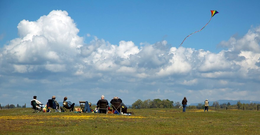 Group picnic and flying kites - Photo by Scott Jungling