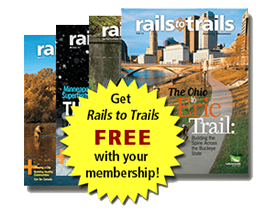 Get Rails to Trails free with your membership graphic by RTC