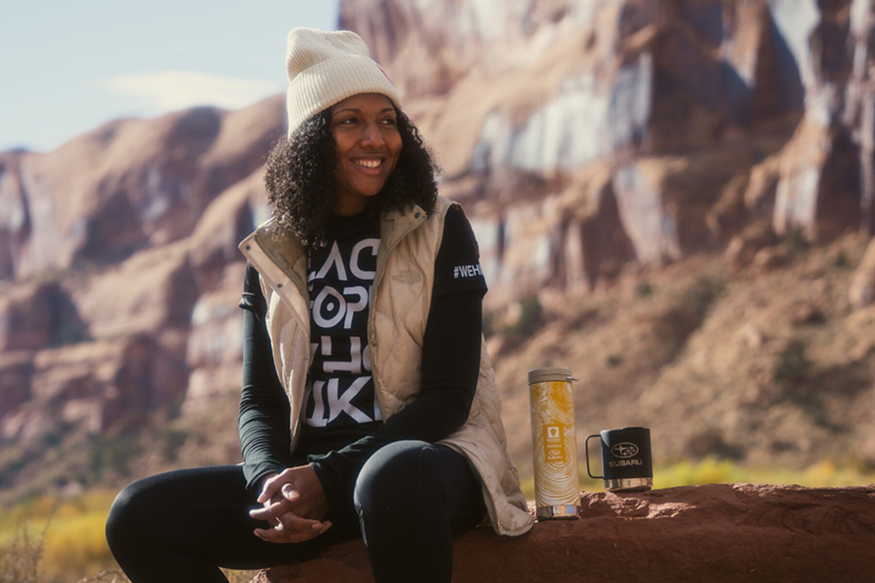 Debbie Njai sitting - Photo courtesy Black People Who Hike