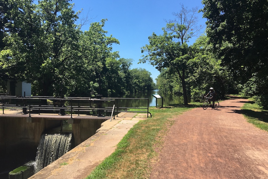 Most of the Delaware & Raritan Canal State Park Trail’s 70-mile length follows the canal and is dotted with 19th-century bridges, old locks, stone-arch culverts and other remnants of its history. Photo by Kevin Mills.